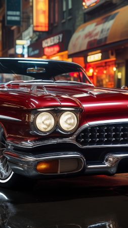 classic car wallpaper, nostalgic design, fan art, background for mobile wallpaper (vertical)