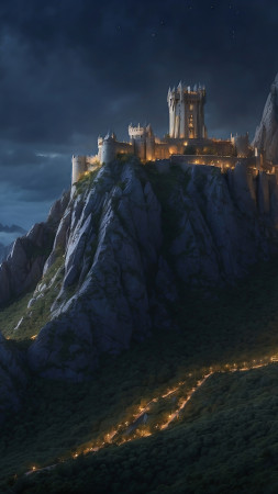 Windows 12 wallpaper, medieval castle, ancient fortress, background for mobile wallpaper (vertical)