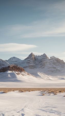 Windows 12 wallpaper, sandy terrain, heat waves, background for mobile wallpaper (vertical)