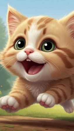 Funny cat wallpaper, amusing kitty, comical animal, background for mobile wallpaper (vertical)