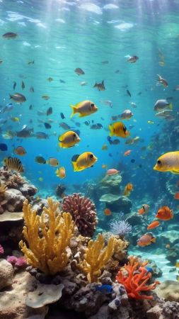 Windows 12 wallpaper, ocean depths, oceanic environment, background for mobile wallpaper (vertical)