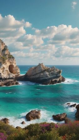 ocean wallpaper, seaside, beach, background for mobile wallpaper (vertical)