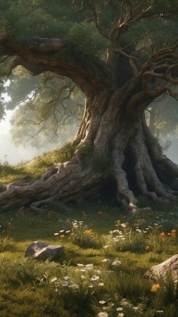 tree wallpaper, woodland, nature, background for mobile wallpaper (vertical)
