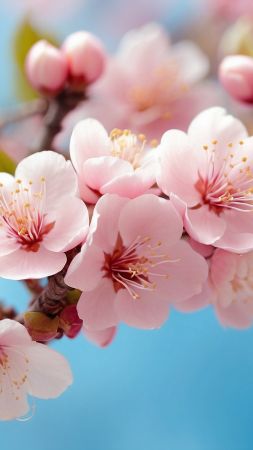 Blossom wallpaper, pink blossoms, rosy petals, background for mobile wallpaper (vertical)