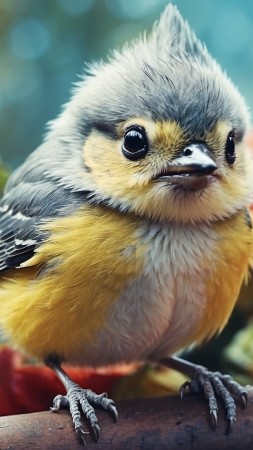 bird wallpaper, blossoms, flora, background for mobile wallpaper (vertical)