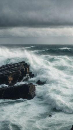 sea wallpaper, coastline, tides, background for mobile wallpaper (vertical)