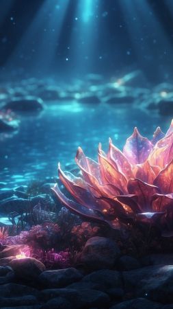 cave wallpaper, coral reefs, ocean corals, background for mobile wallpaper (vertical)