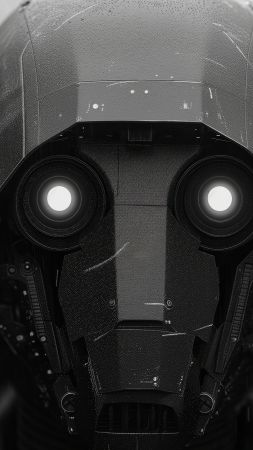 robot wallpaper, black, digital, background for mobile wallpaper (vertical)