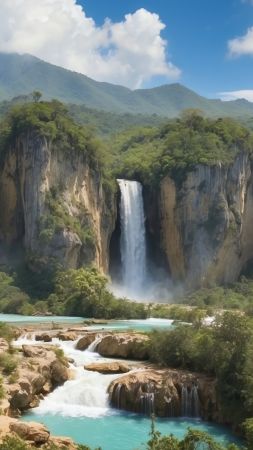 mountains wallpaper, lush forest, dense trees, background for mobile wallpaper (vertical)