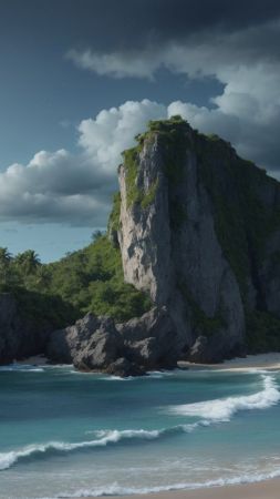 beach wallpaper, waves, ocean, background for mobile wallpaper (vertical)