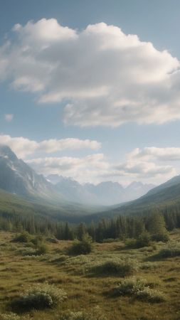 mountains wallpaper, wilderness, mist, background for mobile wallpaper (vertical)