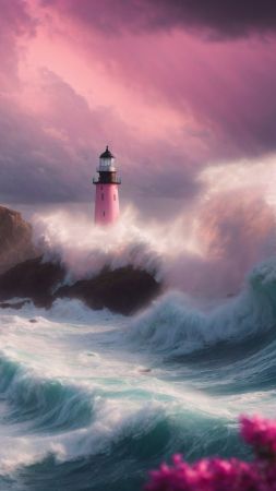 beacon wallpaper, waves, maritime, background for mobile wallpaper (vertical)