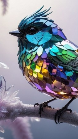 bird wallpaper, frozen, snow, background for mobile wallpaper (vertical)