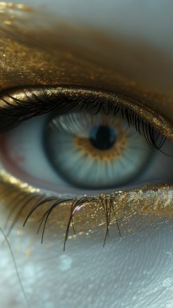 eye wallpaper, golden, sparkle, background for mobile wallpaper (vertical)