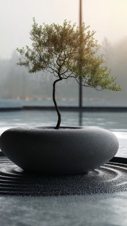 zen wallpaper, interior, calm, background for mobile wallpaper (vertical)