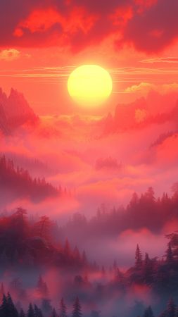 mountains wallpaper, woodland, pines, background for mobile wallpaper (vertical)