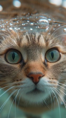 cat wallpaper, aquatic, ocean, background for mobile wallpaper (vertical)