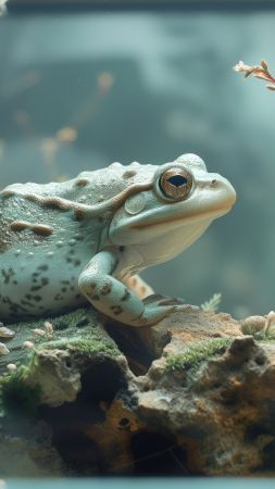 frog wallpaper, green, wildlife, background for mobile wallpaper (vertical)