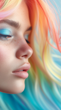 girl wallpaper, colorful, cheerful, background for mobile wallpaper (vertical)