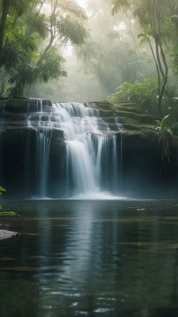 forest wallpaper, cascade, stream, background for mobile wallpaper (vertical)