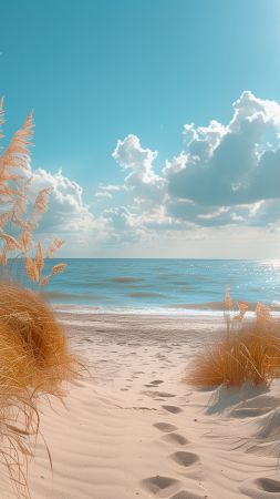 beach wallpaper, sand, surf, background for mobile wallpaper (vertical)