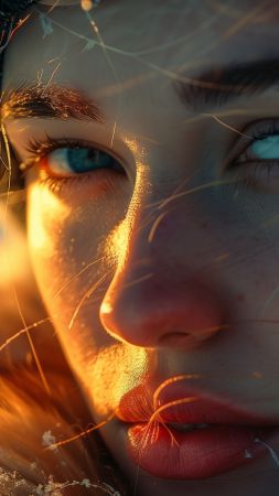 girl wallpaper, snow, outdoor, background for mobile wallpaper (vertical)