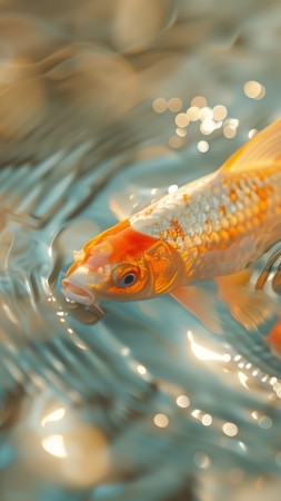 fish wallpaper, aquatic, shimmering, background for mobile wallpaper (vertical)