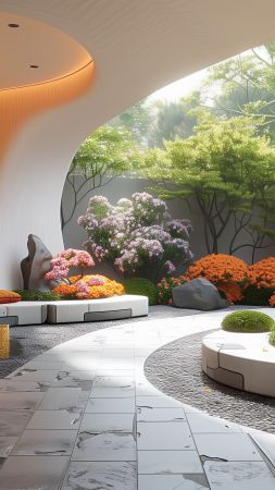 interior wallpaper, sleek, chic, background for mobile wallpaper (vertical)