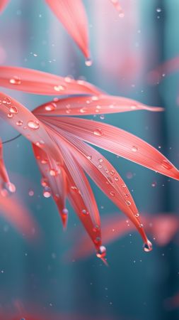 leaves wallpaper, rain, nature, background for mobile wallpaper (vertical)