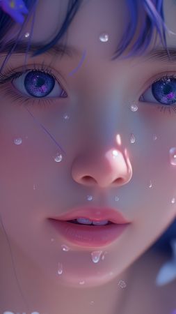 anime girl wallpaper, purple hair, vibrant colors, background for mobile wallpaper (vertical)