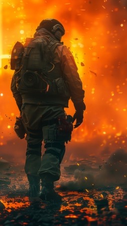 combat wallpaper, war scene, fiery, background for mobile wallpaper (vertical)