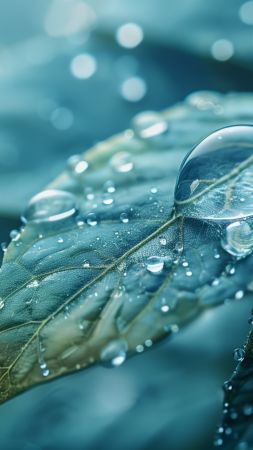 leaves wallpaper, foliage, droplets, background for mobile wallpaper (vertical)