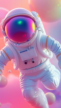 astronaut wallpaper, space, pink, background for mobile wallpaper (vertical)