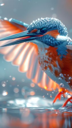 Colibri wallpaper, macro photography, close-up, background for mobile wallpaper (vertical)