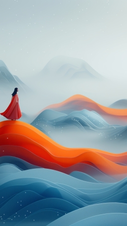 waves wallpaper, sunset, vibrant, background for mobile wallpaper (vertical)