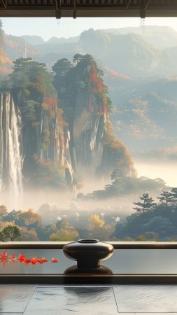 interior wallpaper, peaceful, calm, background for mobile wallpaper (vertical)