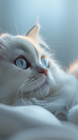 cat wallpaper, fluffy, pet, background for mobile wallpaper (vertical)