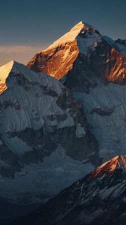 mountains wallpaper, winter landscape, rugged terrain, background for mobile wallpaper (vertical)