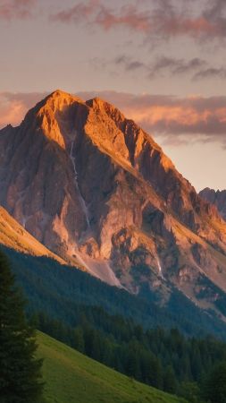 mountains wallpaper, dusk, scenic, background for mobile wallpaper (vertical)