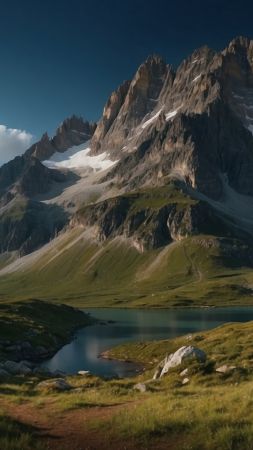 mountains wallpaper, meadows, grassy fields, background for mobile wallpaper (vertical)