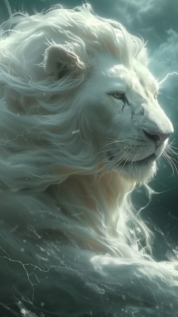 lion wallpaper, majestic, endangered, background for mobile wallpaper (vertical)