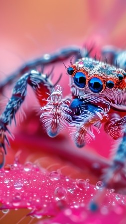 spider wallpaper, pink, web, background for mobile wallpaper (vertical)