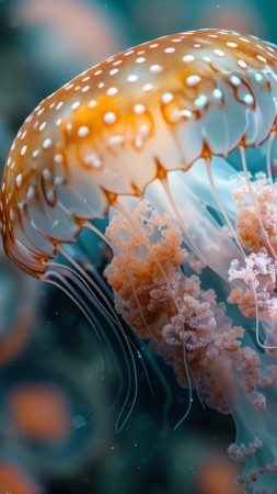 jellyfish wallpaper, ocean, bioluminescent, background for mobile wallpaper (vertical)