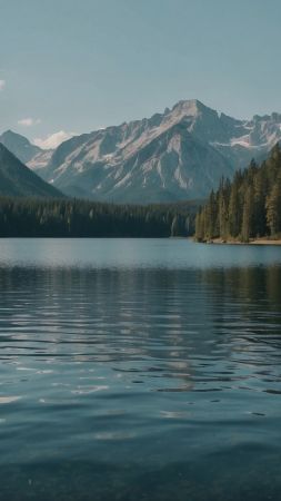 lake wallpaper, wilderness, tranquil, background for mobile wallpaper (vertical)