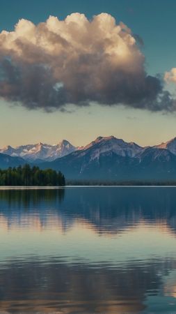 mountains wallpaper, tranquil lake, nature, background for mobile wallpaper (vertical)