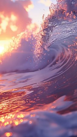 waves wallpaper, ocean, twilight, background for mobile wallpaper (vertical)