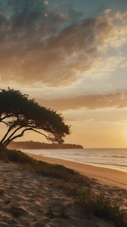 sea wallpaper, coastline, horizon, background for mobile wallpaper (vertical)