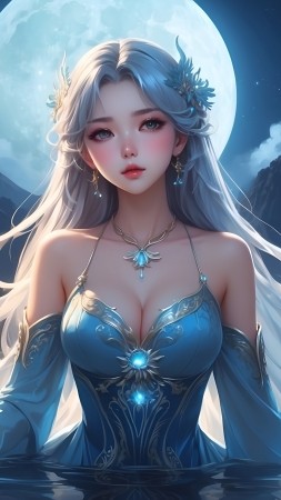 anime girl wallpaper, celestial, character design, background for mobile wallpaper (vertical)