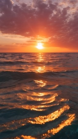 sea wallpaper, coastline, twilight, background for mobile wallpaper (vertical)