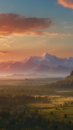 mountains wallpaper, dusk, evening sky, background for mobile wallpaper (vertical)